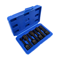 7PC OEM DIY Set Soket Tekanan Pneumatik 3/8 Hex Black Oxide Berbagai Ukuran Tipe T/M/H Gagang Lurus untuk Otomotif