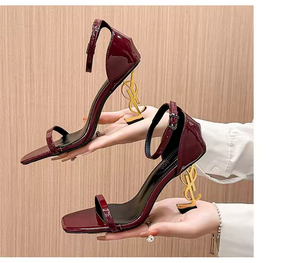 Sandali da donna con cinturino singolo con cinturino di lusso estivo scarpe con <span class=keywords><strong>tacco</strong></span> <span class=keywords><strong>alto</strong></span> di grandi dimensioni - Product Image 3