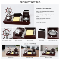 Organisateur de bureau ABS avec porte-stylos et bloc-notes, plateau de bureau exécutif en forme de roue de bateau pour cadeau d'entreprise