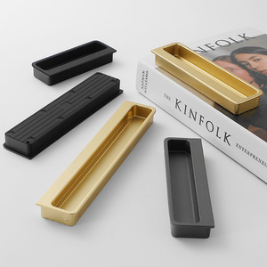 Manijas de puerta ocultas de aleación de aluminio, diseño minimalista empotrado para cajones y puertas correderas, fácil instalación - Product Image 2