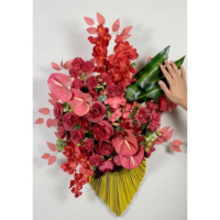 Bouquet de fleurs artificielles rouges, arrangement floral de luxe, centre de table décoratif pour la maison, couronnes et guirlandes décoratives