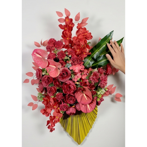 Bouquet de fleurs artificielles rouges, arrangement floral de luxe, centre de table décoratif pour la maison, couronnes et guirlandes décoratives - Product Image 5