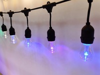 Guirlandes lumineuses de jardin de patio suspendues en cuivre RGBW commerciales, étanches IP65, télécommande, 110V 220V, LED à intensité variable