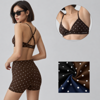 Ensemble de sport athleisure 2 pièces à pois : Soutien-gorge de sport croisé et short cycliste taille haute effet ventre plat