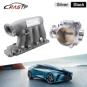 ท่อร่วมไอดีสำหรับ Honda Civic Si K20Z อลูมิเนียม สีดำเงิน พร้อมชุดลิ้นปีกผีเสื้อ - Product Image 5