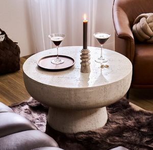 طاولة جانبية داخلية وخارجية بمظهر الخرسانة مصنوعة من أكسيد المغنيسيوم - Product Image 5