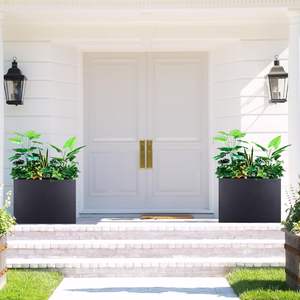 Jardinières modernes en fonte <span class=keywords><strong>pour</strong></span> l'extérieur, 35,5 x 10 x 28 pouces, noires, rectangulaires, <span class=keywords><strong>pour</strong></span> porche, pots à fleurs <span class=keywords><strong>pour</strong></span> hôtel - Product Image 6