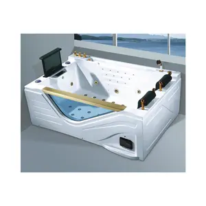 Bain à remous carré moderne personnalisé Baignoire combo douche en acrylique autoportante à remous et massage