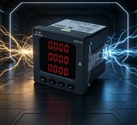 EASTSONG ES72-I3 Medidor de Corriente CA Trifásico de 72x72mm, Amperímetro Digital LED Rojo 5A 1A RS485 Half-Duplex Modbus RTU Clase 0.5