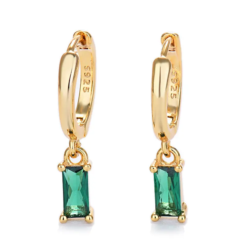 SC 2022 Trend 18k Gold Plated Hoop Earrings Colorful Diamond Zircon Earrings Square Crystal Drop Hoop Earrings for Women