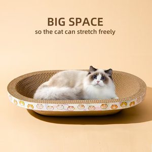 Rascador de gato de gran espacio, cartón con papel corrugado, rascador de gato ovalado - Product Image 6