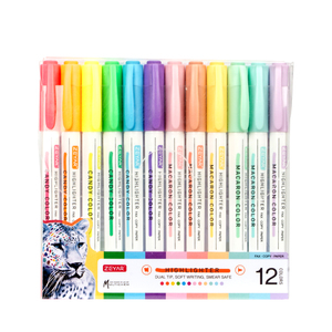 Surligneurs ZEYAR à double pointe, stylo marqueur à pointe biseautée et fine, 6 couleurs macaron et 6 couleurs bonbon, à base d'eau, séchage rapide - Product Image 4