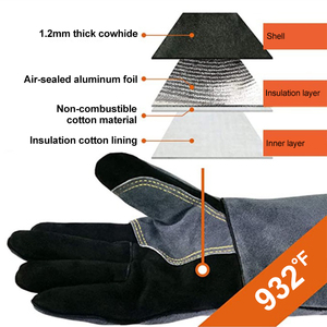Guantes de Trabajo Industriales Resistentes al Calor, de Cuero Vacuno de Primera Calidad AB, Gruesos, con Palma Completa Reforzada - Product Image 2