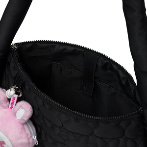 Iron Baby Rabbit <b>Backpack</b> Black Plush Faux Fur Streetwear Bag Featuring Hooded Leather Jacket Detail And Plush Straps - Product Image 6