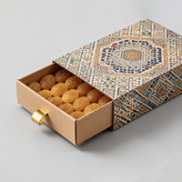 Boîte à dattes Ramadan de Dubaï personnalisée avec impression de design de luxe, emballage coulissant pour chocolats avec ruban, idéale pour dattes et bonbons