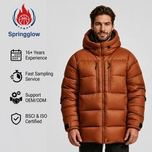 Veste matelassée à capuche orange pour homme, imperméable, coupe-vent, <span class=keywords><strong>doudoune</strong></span> <span class=keywords><strong>d</strong></span>'hiver, logo personnalisé OEM, vente en gros, veste en <span class=keywords><strong>duvet</strong></span> YKK pour homme - Product Image 1