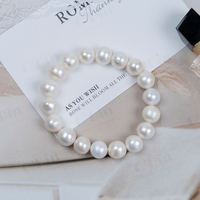 Set Perhiasan Kalung dan Gelang Mutiara Air Tawar Alami Bentuk Hampir Bulat dengan Anting Mutiara Bentuk Roti untuk Wanita