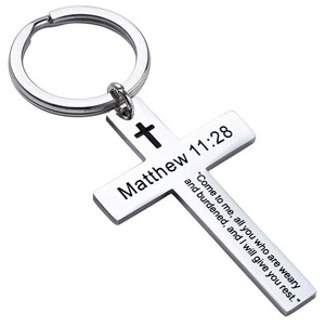 Llavero con Cruz Cristiana, Llavero con Versículo Bíblico de Acero Inoxidable, Llaveros con Versículos Bíblicos, Joyería Religiosa con Oración de Jesús, Regalos Religiosos para Bautizo - Product Image 3