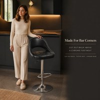 Tabouret de bar pivotant moderne en cuir PU noir, hauteur réglable, chaise de comptoir avec base chromée et repose-pieds, chaise de salon portable