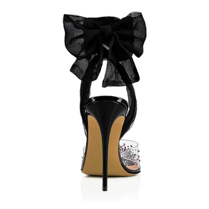 Zapatos de tacón alto transparentes de PVC con punta, de gasa, con pedrería, tipo slingback, para fiesta de boda - Product Image 4