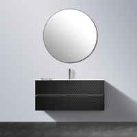 Meuble-lavabo mural avec vasque simple en céramique, écoresponsable, style moderne, miroir LED, prix usine