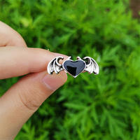 Hip Hop Vintage Rouge Noir Amour Coeur Anneaux Bijoux De Mode À La Mode Cool Punk Femme Démon Ailes Anneau