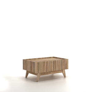 Table basse moderne en chêne Canyon avec accent en pierre pour salon - Product Image 2