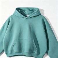 Sweat-shirt à capuche court et ample vert menthe avec logo personnalisé, épaules tombantes, vente en gros, streetwear décontracté