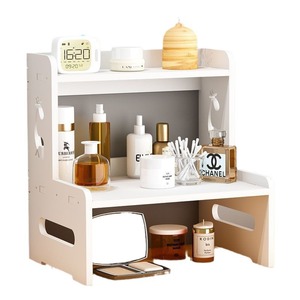 Multi Tier Desktop Storage Rack 2 Layer Foldable Organizer For Cosmetics Office <b>Desk</b> Organization - Product Image 4
