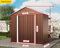 Nouveau cabanon de rangement extérieur en fer couleur café - Antirouille, imperméable, résistant aux UV, mobile, pour cour et utilitaire