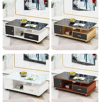 Ensemble de 3 meubles de salon modernes : meuble TV style chaise et table basse en verre, avec table basse intégrée au meuble TV
