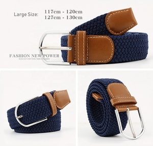 <span class=keywords><strong>Ceinture</strong></span> extensible en tissu tressé élastique pour hommes, extra longue 120-130 cm, en toile et jean, grande taille, pour pantalons - Product Image 1