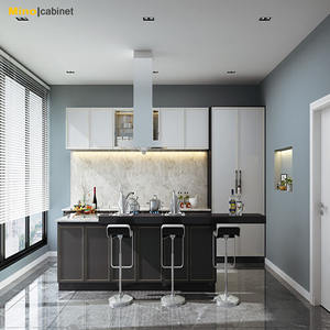 <span class=keywords><strong>Cucina</strong></span> Moderna di Lusso in Legno Massello Modulare Ecologica con Mobili in PVC <span class=keywords><strong>Grigio</strong></span> Lucido, Rubinetto in Resina Effetto <span class=keywords><strong>Marmo</strong></span>, Cerniere in Acrilico per Piccole Cucine - Product Image 3