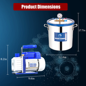 P pbautos 5 גלון ואקום סילוק גזים תא + 3 cfm יחיד משאבה degassing סיליקון - Product Image 3