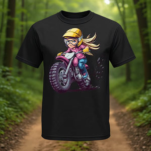 Camiseta de moto de cross para niñas con diseño de dibujos animados para niños y adolescentes - Product Image 2