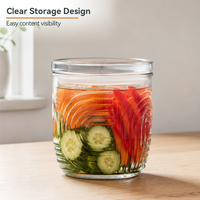 Vente en gros 500ml large bouche en relief Transparent hermétique café fantaisie cuisine bocaux en verre avec couvercle