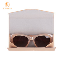 Étui à lunettes portable et pliable de grande taille, style enveloppe, avec rangement, en cuir PU grain litchi, logo personnalisé disponible