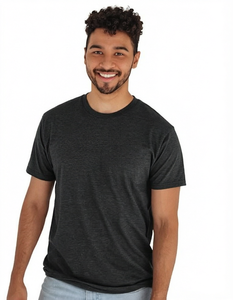 T-shirt en jersey à col rond et manches courtes pour homme, coupe classique, couleur unie, décontracté, 100 % coton tricoté, teint uni, design vierge - Product Image 1