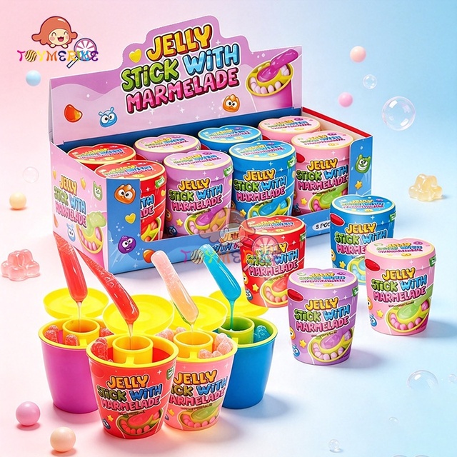 Candy Wholesale Custom Private Label Sour Jam Gummy Candy with Chewy Sticks Interactive Dipping Snack for Kids Parties Gifting