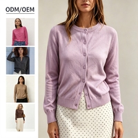 Europäisch-Amerikanischer Bestseller Damen Einfarbiger Rundhals-Cardigan mit Langen Ärmeln, Vielseitige Gestrickte Oberbekleidung Großhandel