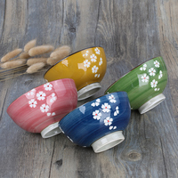 Bol japonais peint fleur en grès couleur sous glaçure petits bols à collation en céramique bon marché