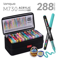 LANGUO – Lot de 288 marqueurs acryliques liquides à pigments intenses, gamme complète de couleurs, kit de papeterie artistique