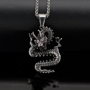 Pendentif Dragon en Acier Inoxydable, Bouclier Gardien, Collier Rétro en Acier Titane pour Homme, Bijou Thème Dieu Grec de la Guerre - Product Image 5