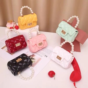 Manufacturer Girls <b>Small</b> Jelly Bag PVC Pure Color Bag With Chain Pearl <b>Handbag</b> Women's Mini Bag Tanjing - Product Image 2