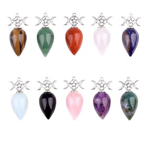 Moda Briolette piedra de ágata Natural péndulo de plata para adivinación hipnosis cristal mente curación piedra joyería producción regalo - Product Image 4