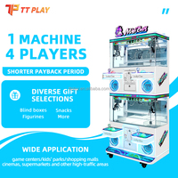 Machine à griffes d'arcade en métal et plastique, avec accepteur de pièces, pour 4 joueurs, modèle de table, pour jouets en peluche ours blancs, grue à double empilement, compatible Wi-Fi