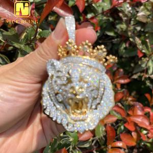 Kustom Hip Hop perhiasan 3D desain berlapis emas singa raja liontin pria es keluar perhiasan harga murah kuningan 5a CZ berlian liontin - Product Image 1