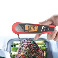 Thermomètre à viande numérique sans fil à double sonde Design pliable Thermomètre alimentaire à lecture instantanée Cuisine calibrée au four BBQ extérieur