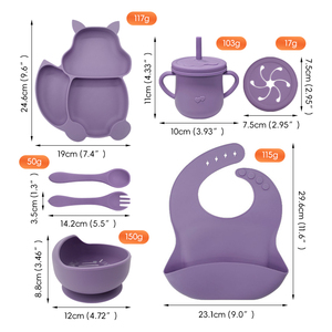 Ensemble de bols et assiettes à ventouse en silicone souple pour bébé avec bavoir et ustensiles, vaisselle sûre et non toxique pour enfants - Product Image 3