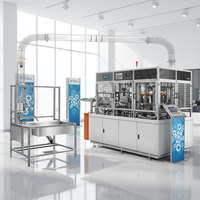Machine de formage de gobelets en papier industrielle QiChen 380V, entièrement automatique, à grande vitesse, stable, 130 gobelets/min, avec pompe à roulement de moteur, pour gobelets jetables